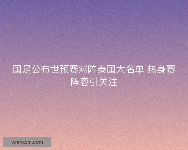 国足公布世预赛对阵泰国大名单 热身赛阵容引关注 国足公布世预赛对阵泰国大名单 热身赛阵容引关注