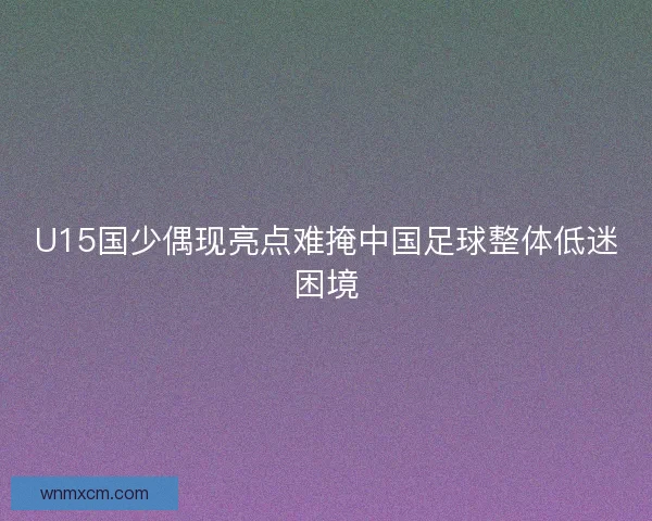 U15国少偶现亮点难掩中国足球整体低迷困境